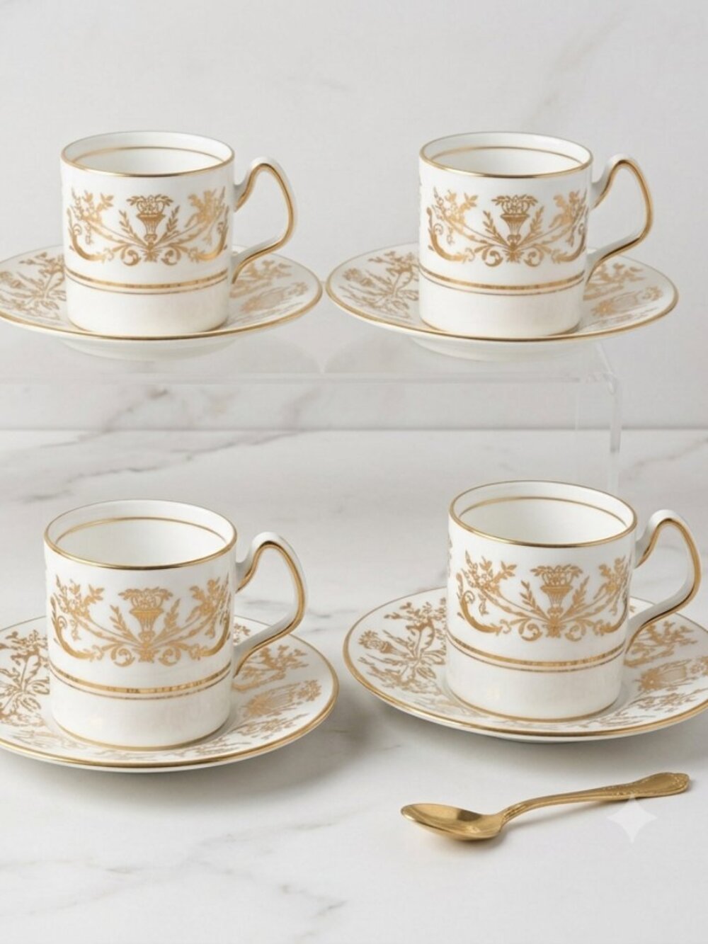 RARE Vintage COALPORT Bone China Demitasse Espresso Set of 6 - "Allegro" Pattern